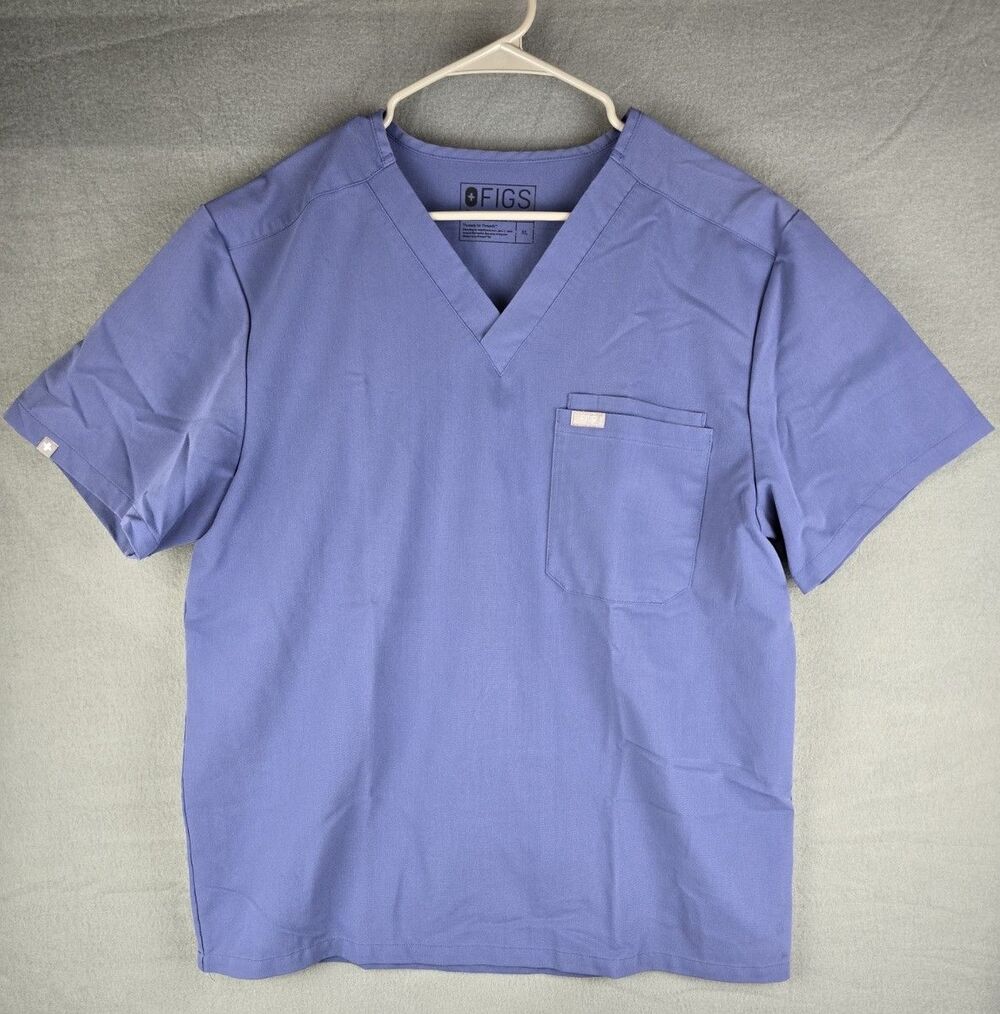 FIGS Scrub Top Men's XL Purple Technical Collection 3 Pocket Medical Uniform
